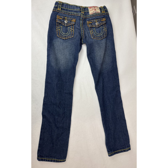 True Religion Joey Super T Jeans Straight Western Grunge USA Flaps Kids Size 14 - Picture 1 of 11